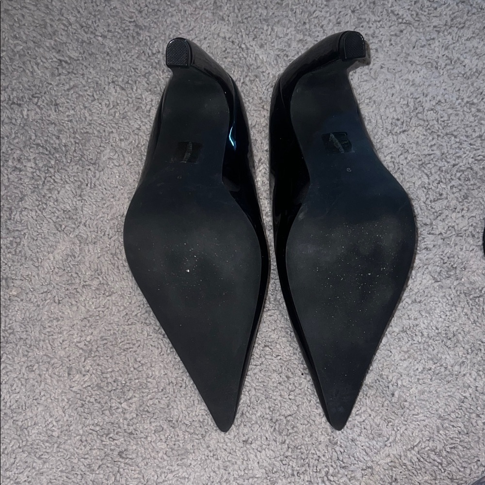 Jeffrey Campbell Glossy Black Pointed Slip-On Mules - Picture 3 of 3